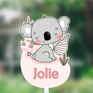Geboortebord Jungle koala meisje zittend tuin