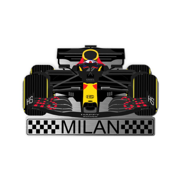 Geboortebord Formule 1 RVS look - detail