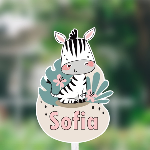 Geboortebord Zebra Meisje tuin