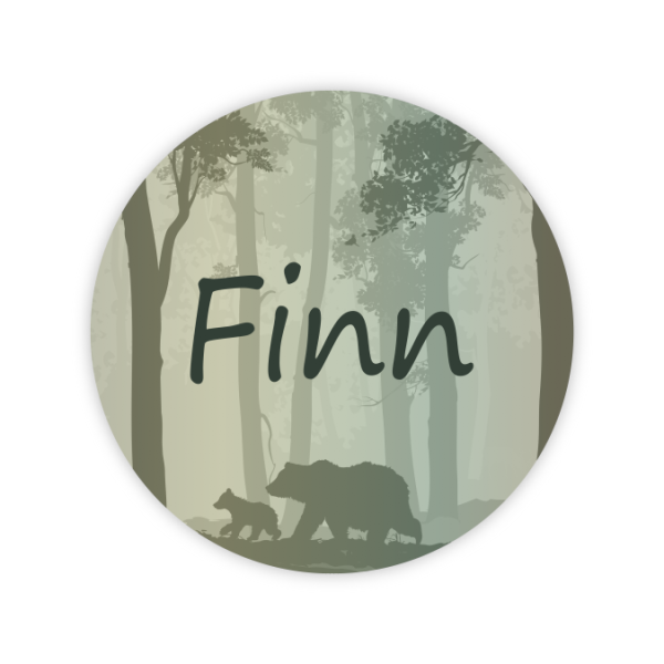 Behangcirkel beer met jong in bos detailfoto.