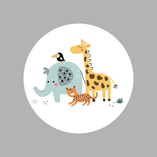 Geboortebord raam - Jungle Dieren - details olifant, giraf, luipaard en toekan